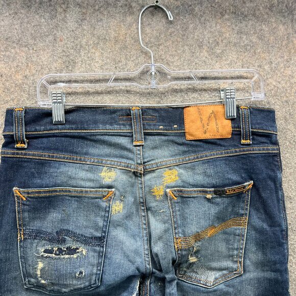 Nudie Jeans Mens 32x28 Patch Eddie II Tsuyoshi Limited Distressed Selvedge Blue - Picture 12 of 12